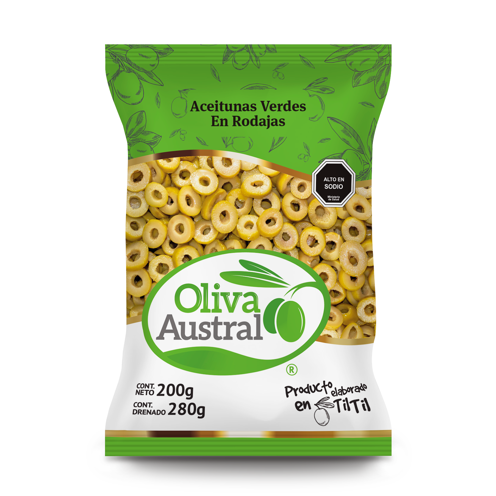 Aceitunas verdes en Rodajas (Laminadas)