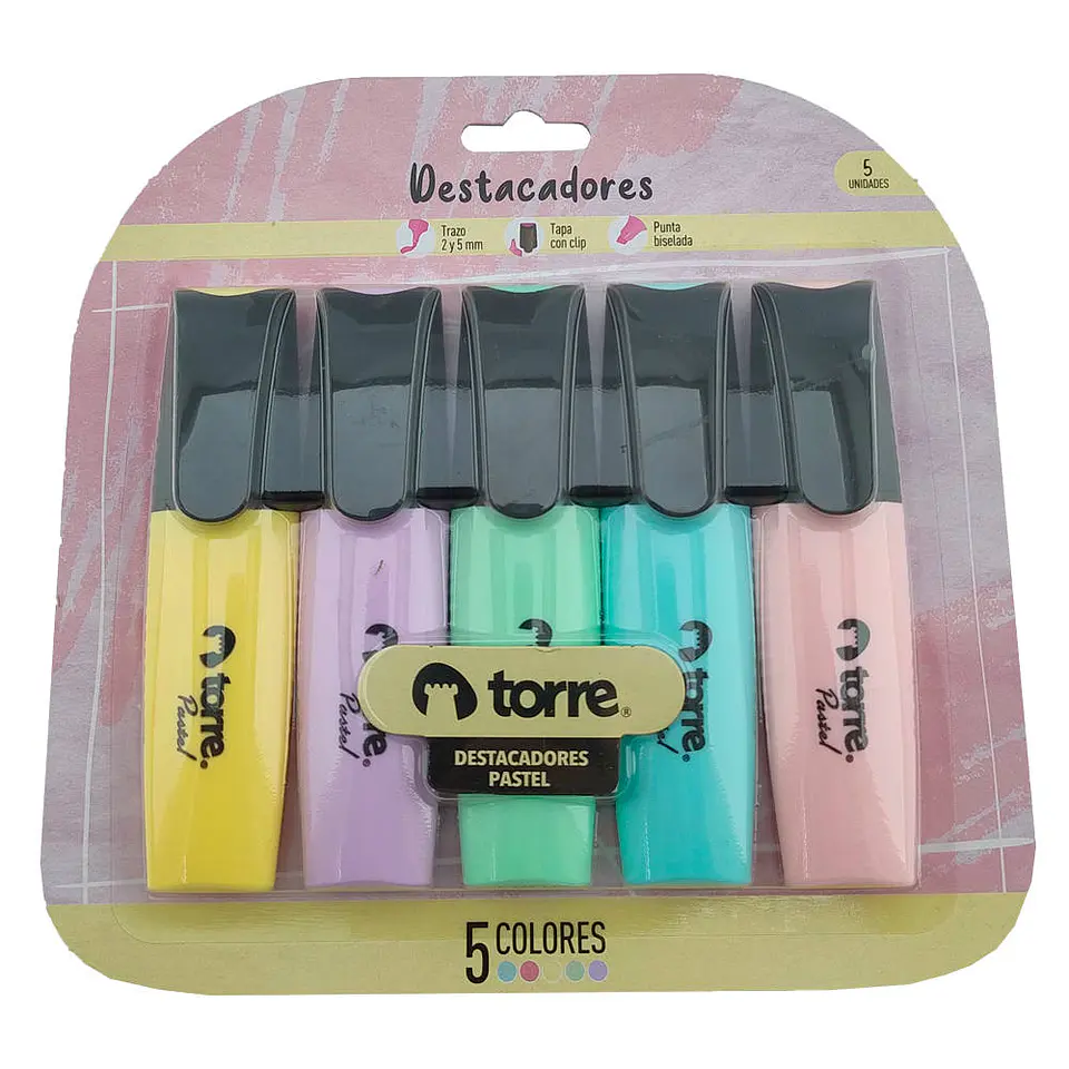 Destacador 05 u jumbo 05 color pastel blis torre 1