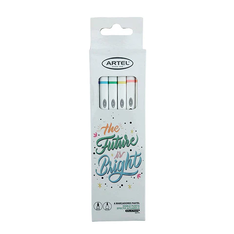 Marcador 06 color doble punta efecto acuarela color pastel artel