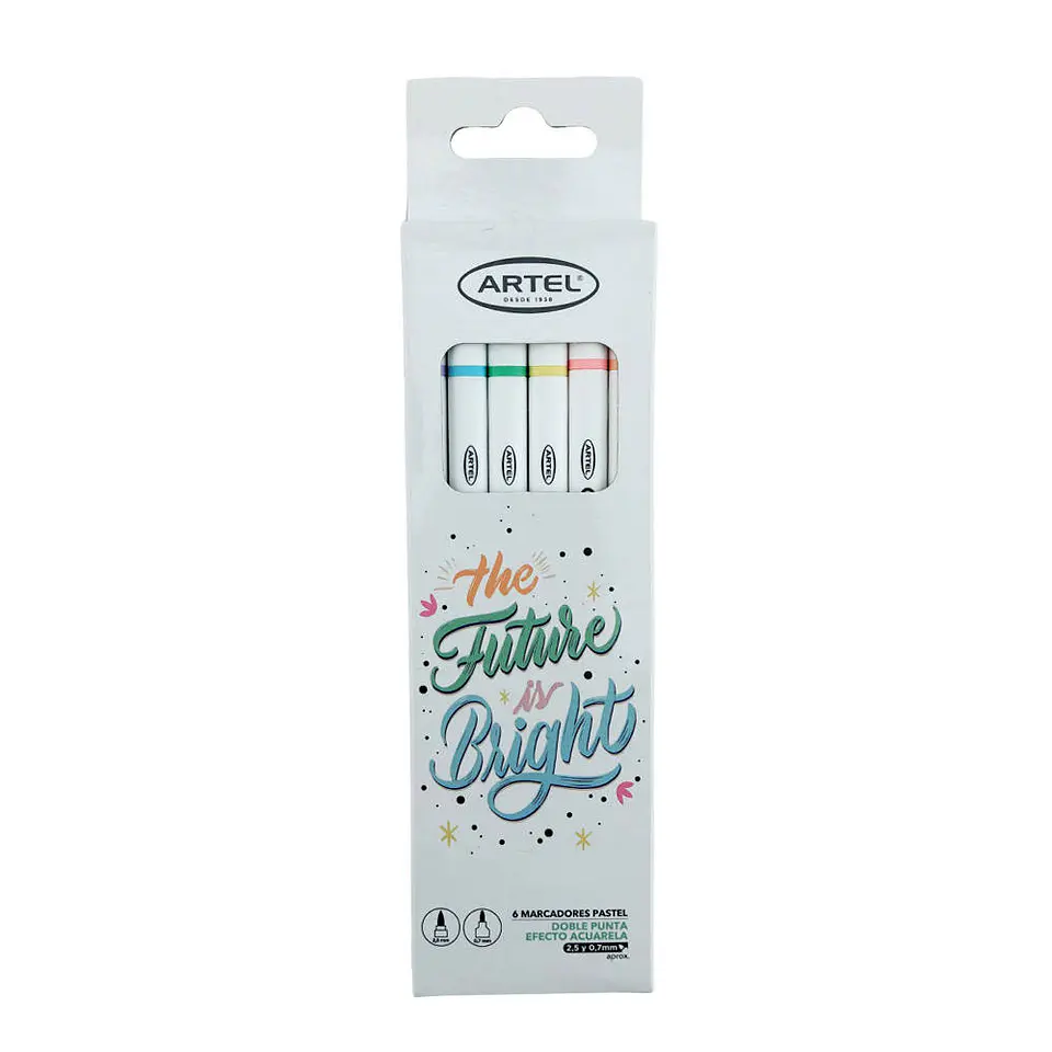 Marcador 06 color doble punta efecto acuarela color pastel artel 1