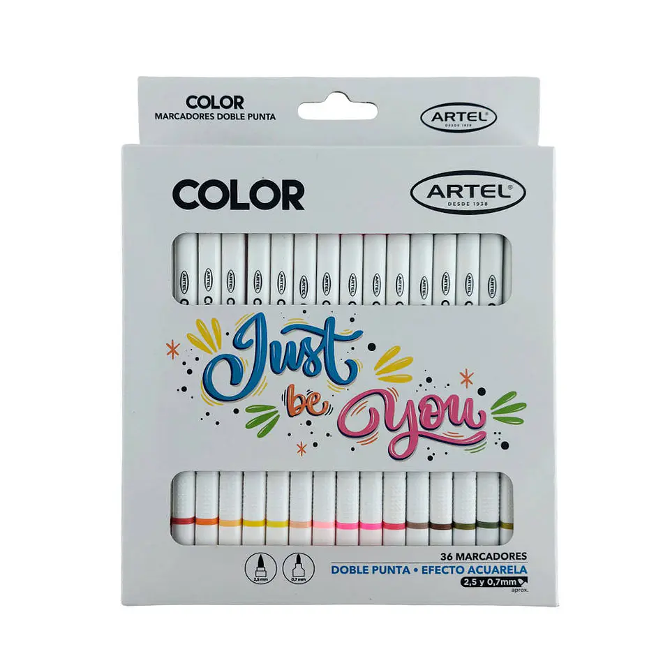 Marcador 36 color doble punta efecto acuarela artel 1