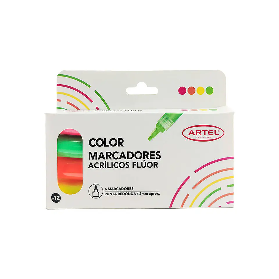 Marcador acrilico 04 u fluor 2mm artel 1