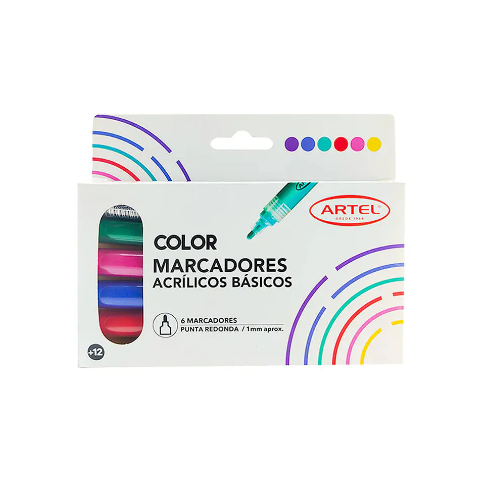 Marcador acrilico 06 u basico 1mm artel 1