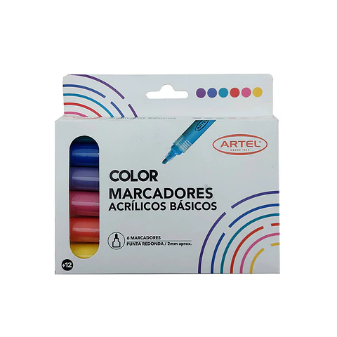 Marcador acrilico 06 u basico 2 mm artel