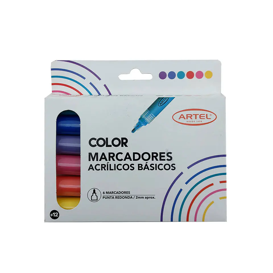 Marcador acrilico 06 u basico 2 mm artel 1