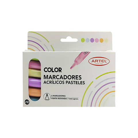 Marcador acrilico 06 u pasteles 1 mm artel