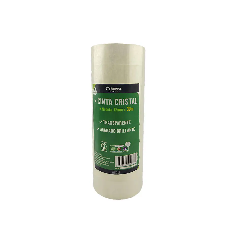 Cinta adhesiva 18 mm x 30 mt cristal 08 u torre 1