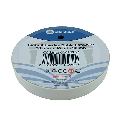 Cinta adhesiva doble contacto 18 mm x 40 mt - 90 mic 01 u atlantik