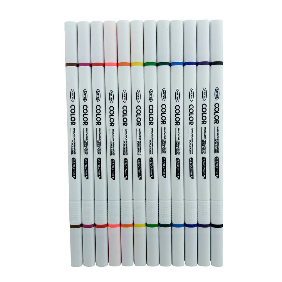 Marcador 12 color doble punta efecto acuarela artel 2