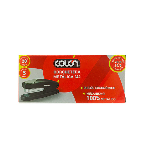Corchetera metálica 20 hojas M4 negra Colon