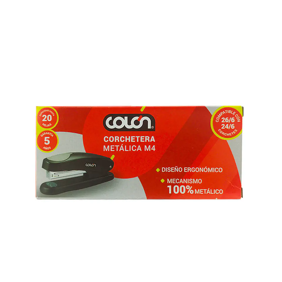 Corchetera metálica 20 hojas M4 negra Colon 1