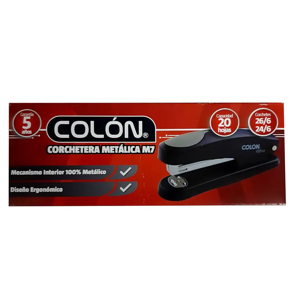 Corchetera metálica 20 hojas M7 negra Colon 1