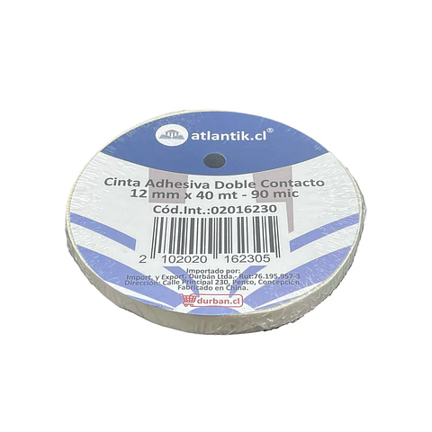 Cinta adhesiva doble contacto 12 mm x 40 mt - 90 mic 01 u atlantik
