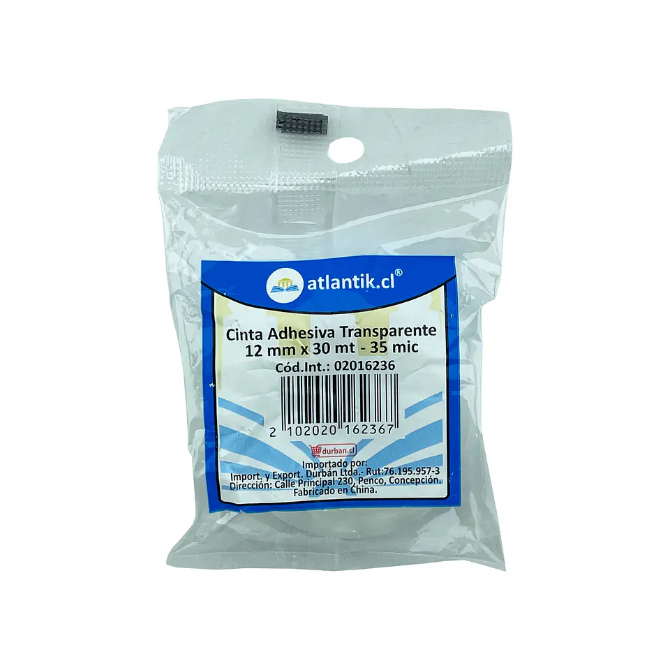 Cinta adhesiva transparente 12 mm x 30 mt 01 u 35 mic bol atlantik 1
