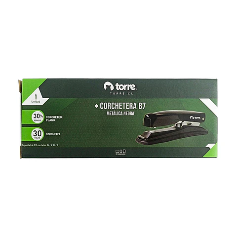 Corchetera metálica 30 hojas B7 negra Torre