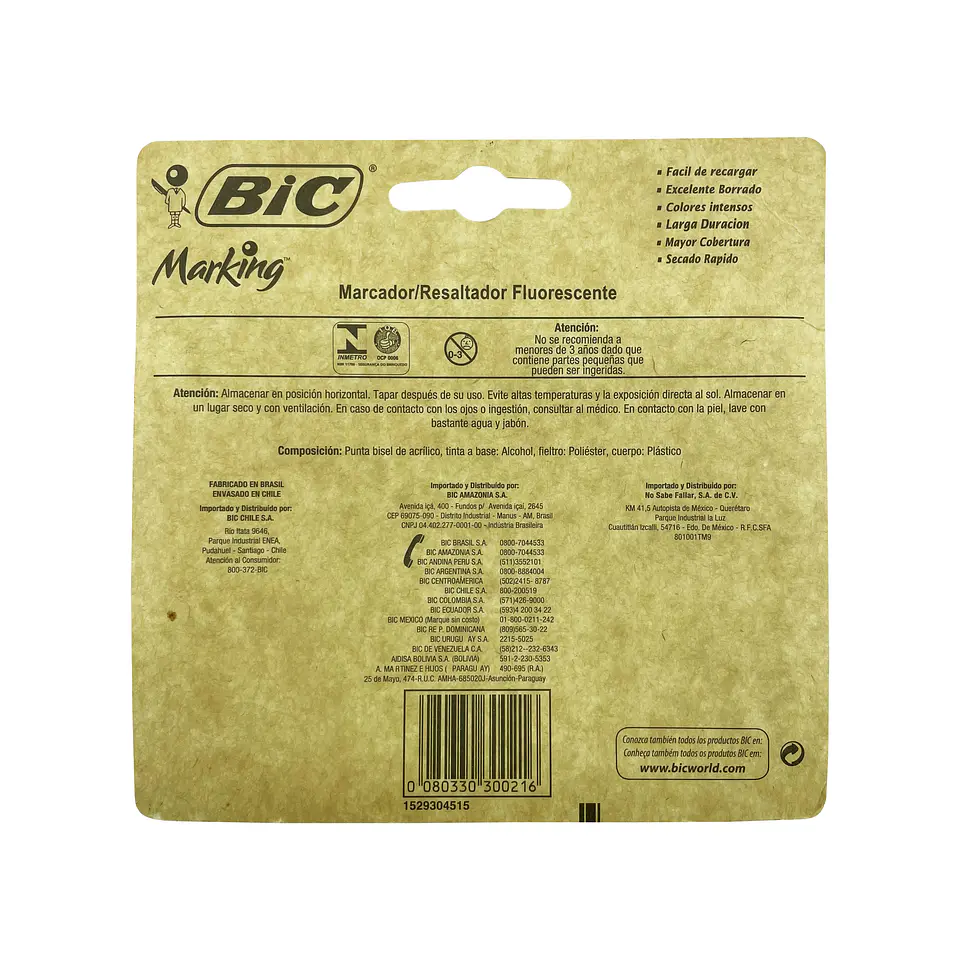 Destacador 04 u color surtidos jumbo blis bic 2