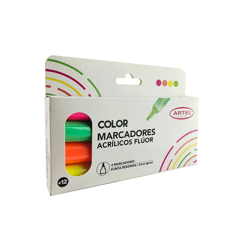 Marcador acrilico 04 u fluor 2mm artel 2