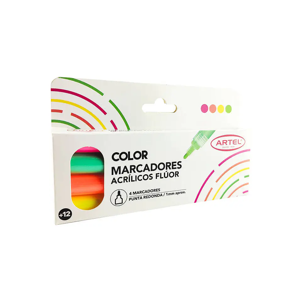 Marcador acrilico 04 u fluor 1mm artel 2