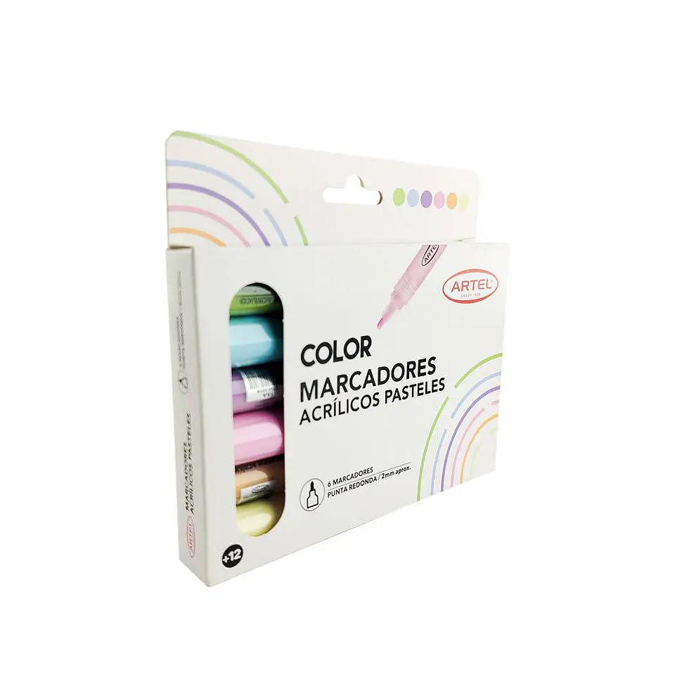Marcador acrilico 06 u pasteles 2mm artel 2