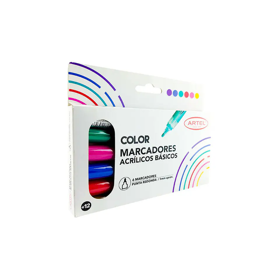 Marcador acrilico 06 u basico 1mm artel 2