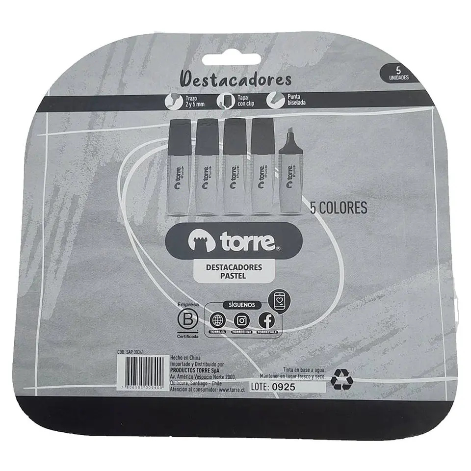 Destacador 05 u jumbo 05 color pastel blis torre 3
