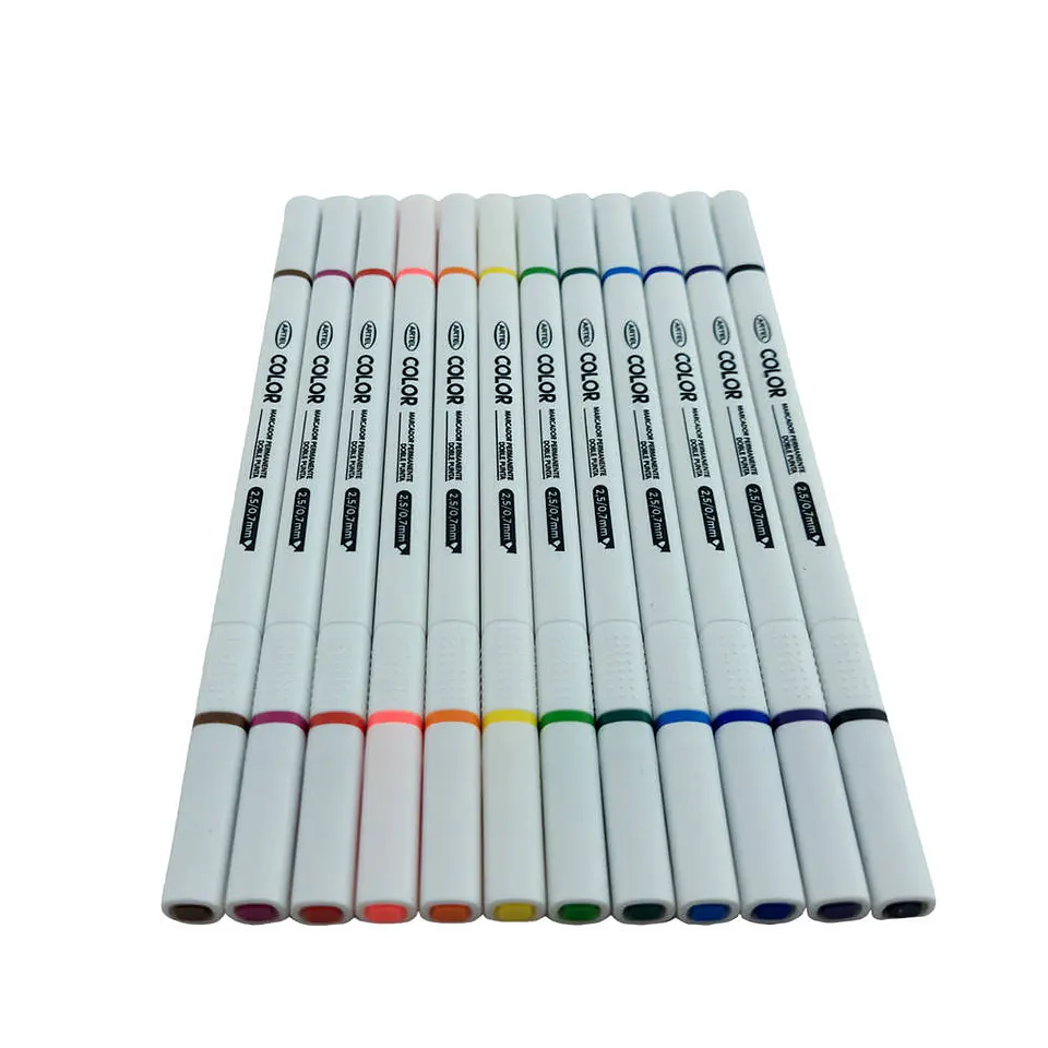 Marcador 12 color doble punta efecto acuarela artel 3