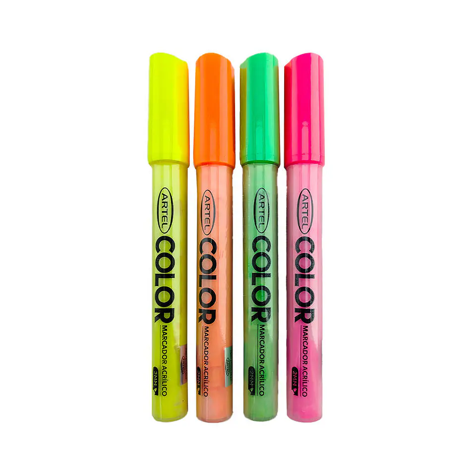Marcador acrilico 04 u fluor 2mm artel 3