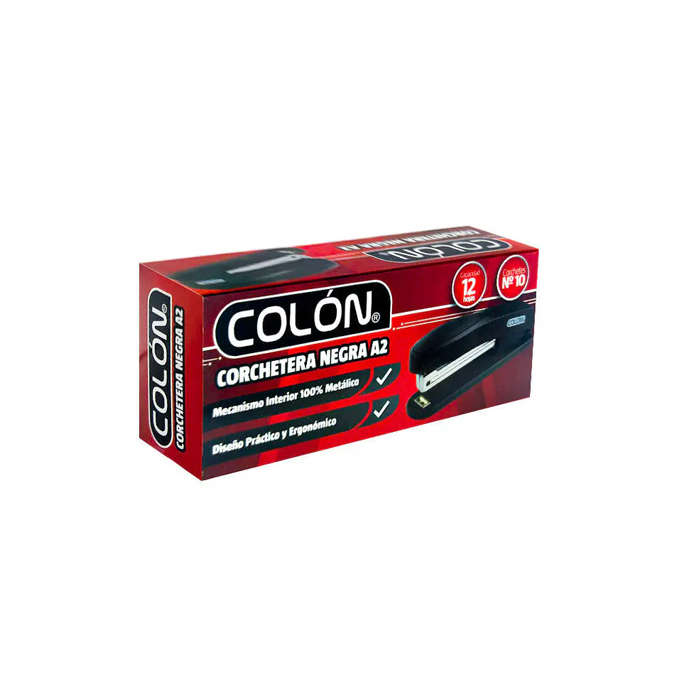 Corchetera plastica 12 hojas N10 negra Colon 2