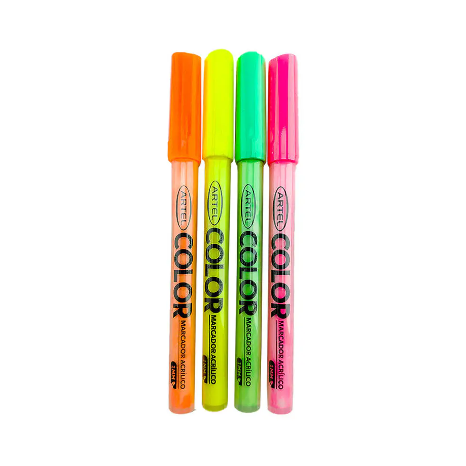 Marcador acrilico 04 u fluor 1mm artel 3