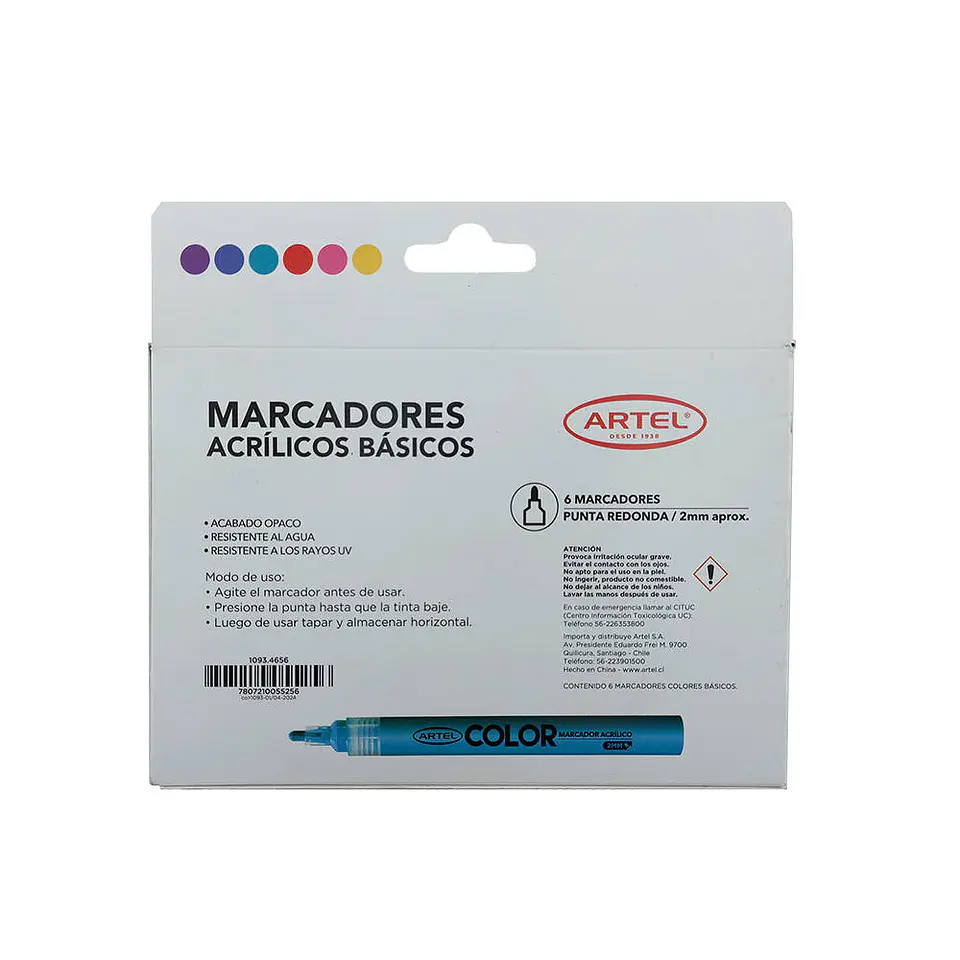 Marcador acrilico 06 u basico 2 mm artel 3