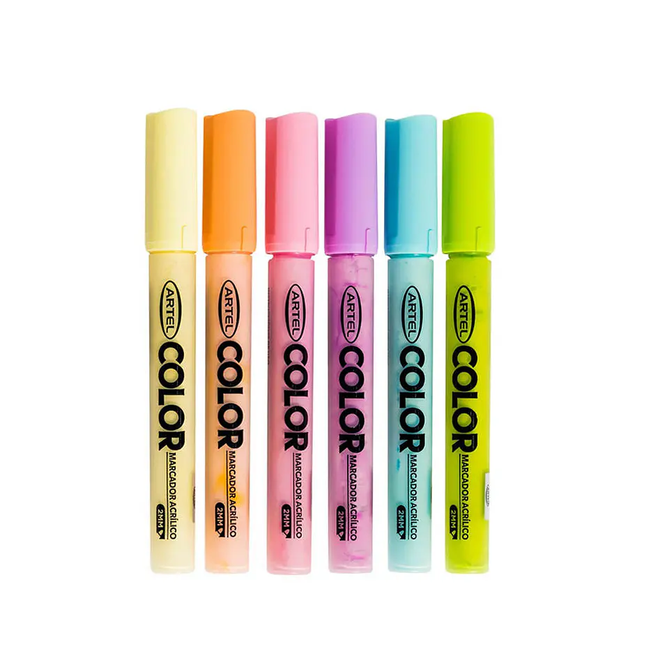 Marcador acrilico 06 u pasteles 2mm artel 3
