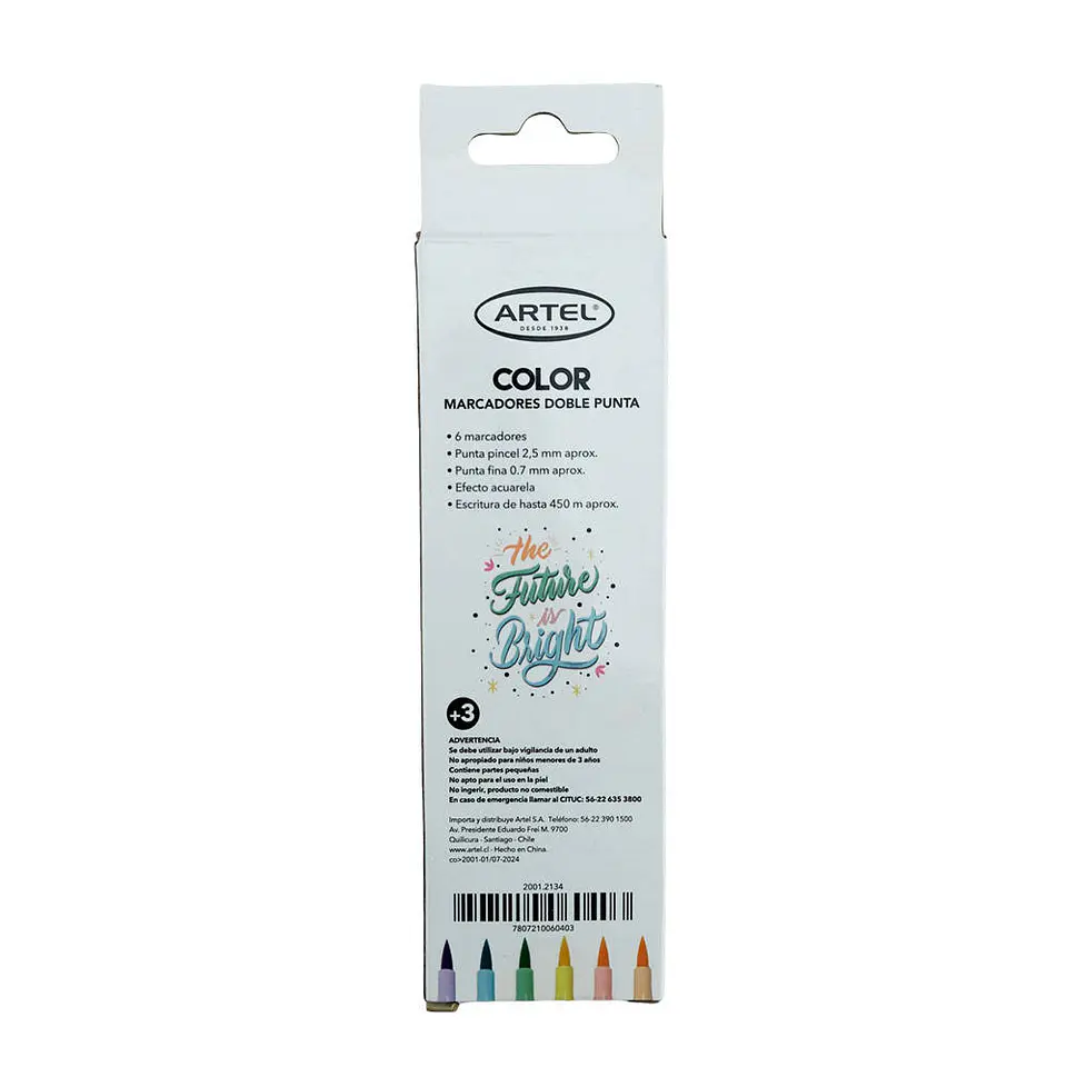 Marcador 06 color doble punta efecto acuarela color pastel artel 4