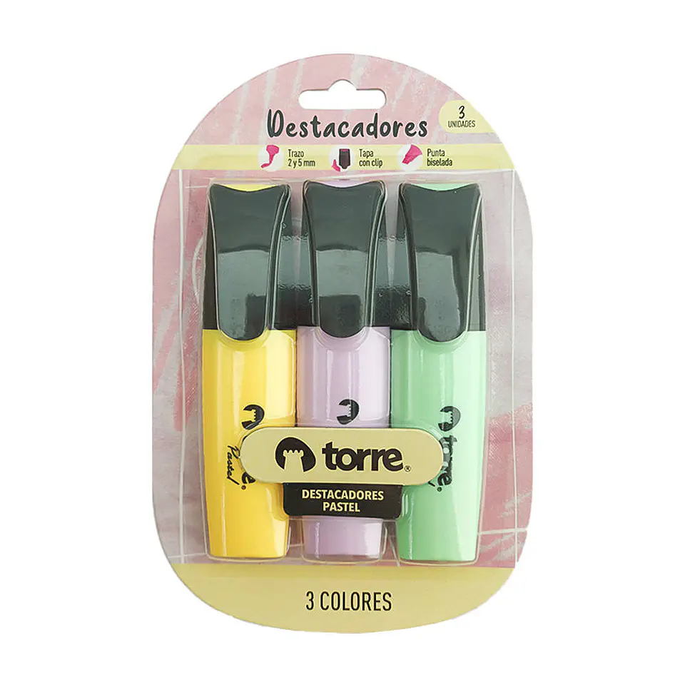Destacador 03 u jumbo 1AMAR/1VIOL/1VER pastel blis torre 4