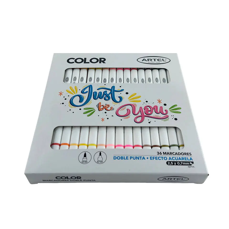 Marcador 36 color doble punta efecto acuarela artel 5