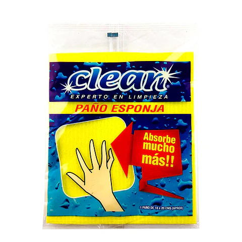 Paño esponja absorbente 01 u 18X20CM clean