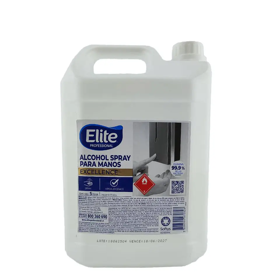 Bidon alcohol spray para manos 05lts 97082 elite 1