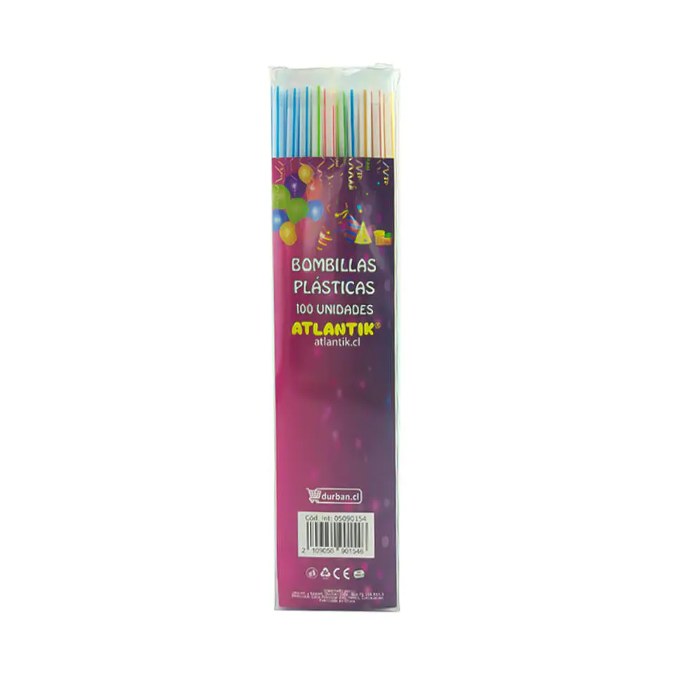 Bombillas plasticas flexibles 100 u colores surtidos Atlantik 1