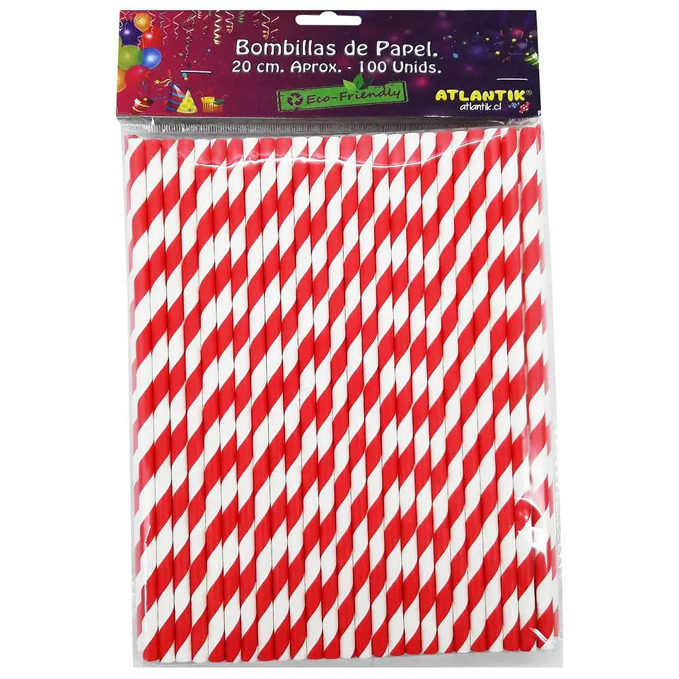 Bombillas papel 20 cm 100 u Atlantik 1