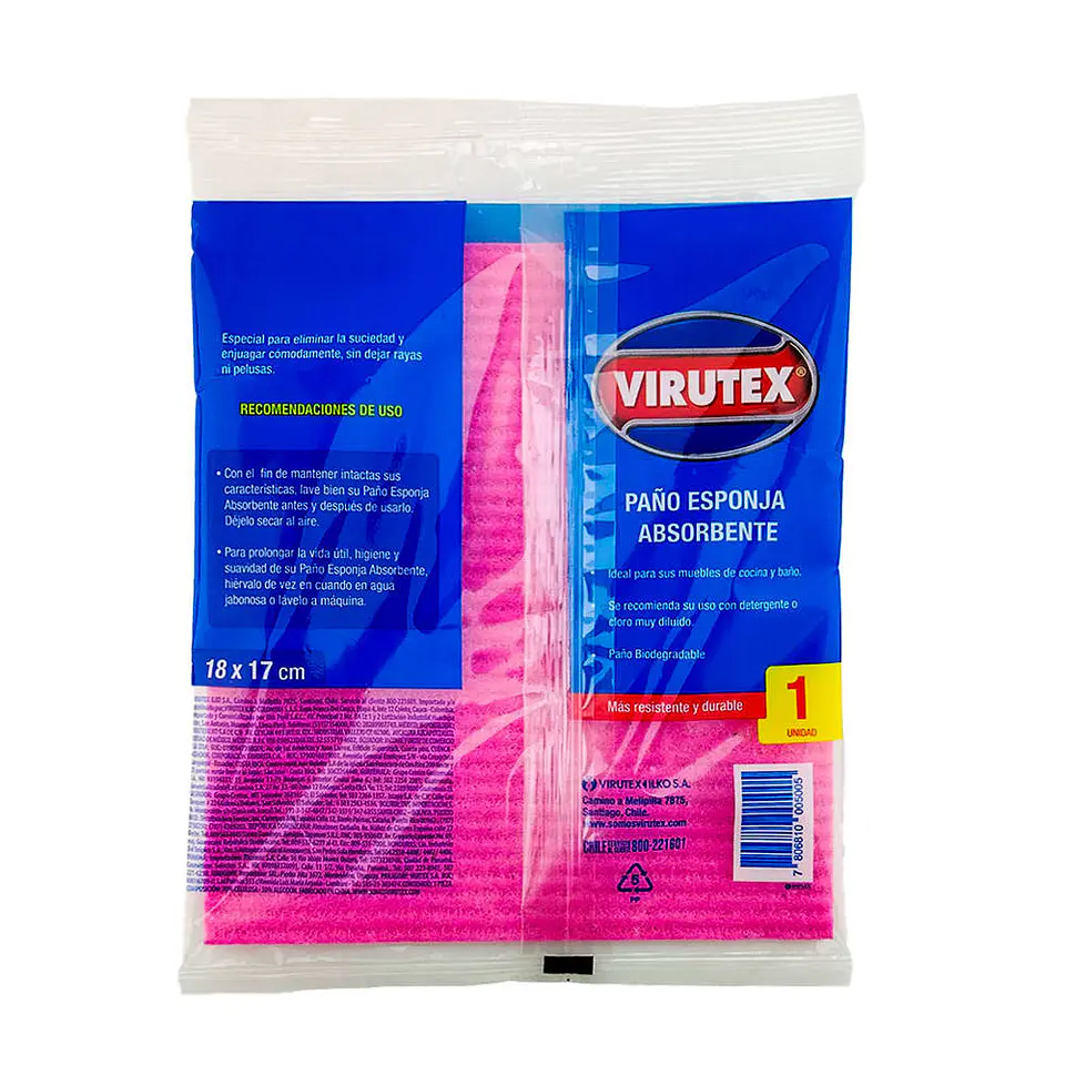 Paño esponja absorbente 01 u 18X17CM virutex 3
