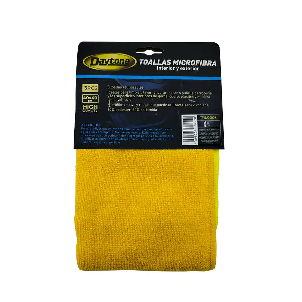 Paño limpieza 40X40 cm 03 u microfibra daytona 3