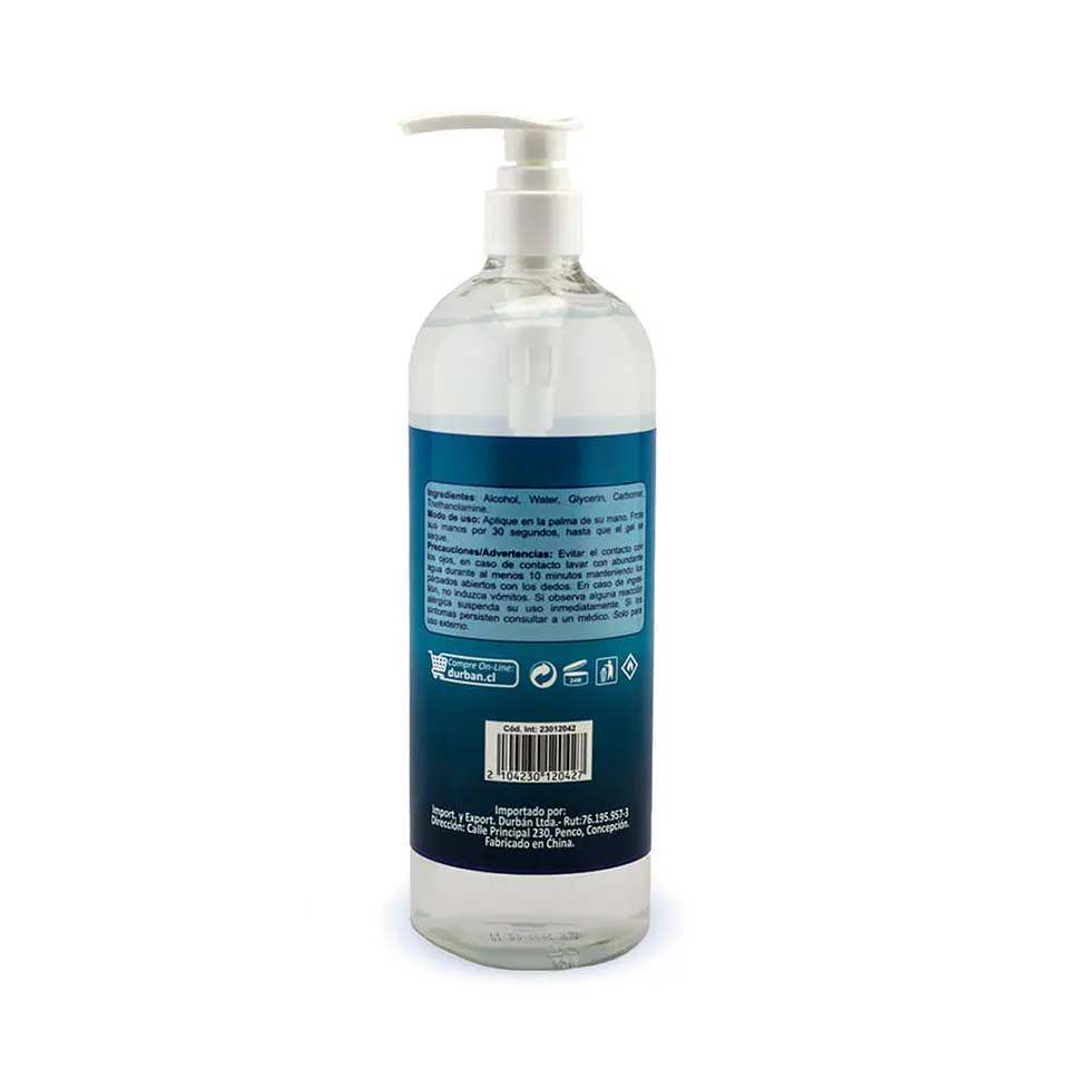 Alcohol gel 1lt higienizante antibacterial 70% con registro isp Atlantik 4