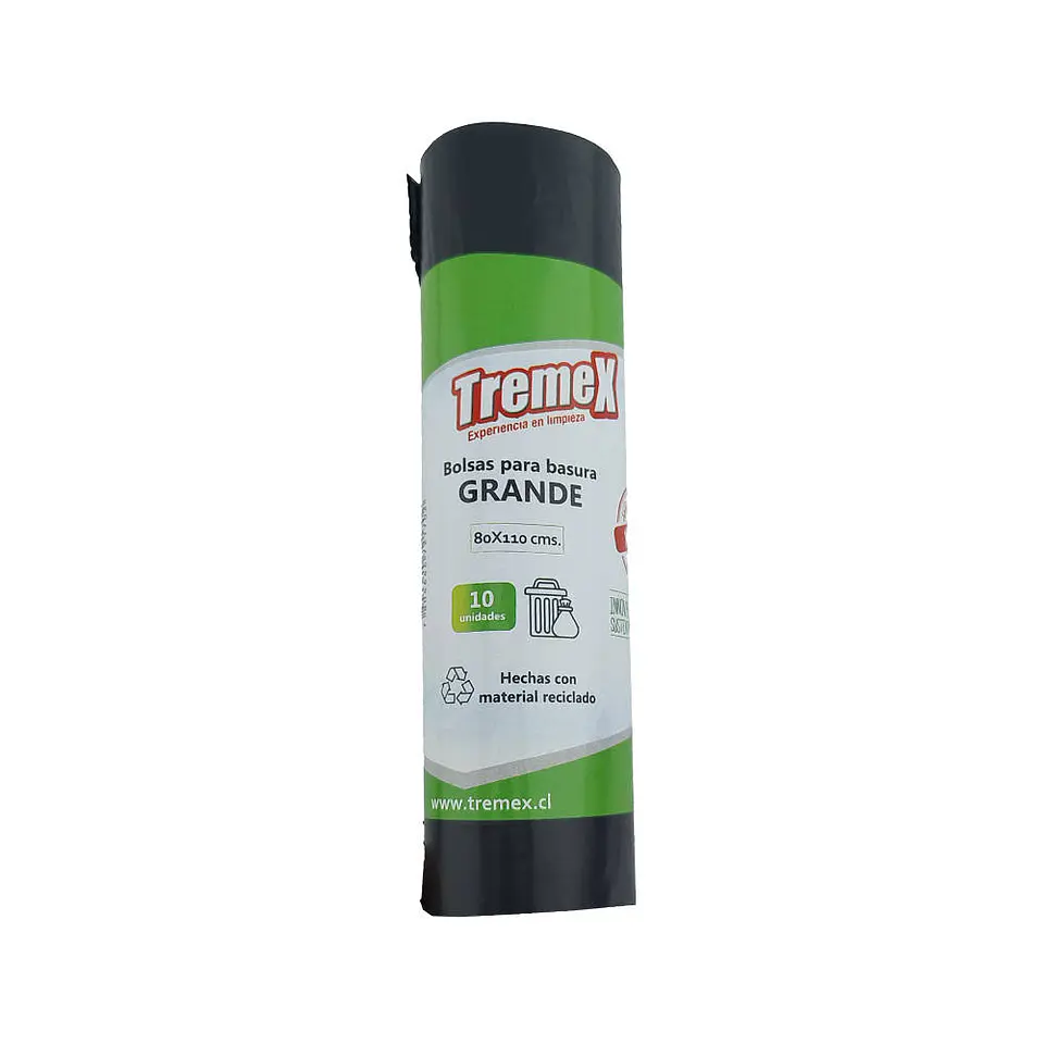 Bolsa basura 080X110 cm 45 mic grande 10 u negra ecológica tremex 1