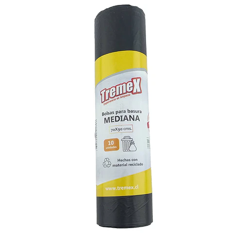 Bolsa basura 070X090 cm 30 mic mediana 010 u negra ecológica tremex