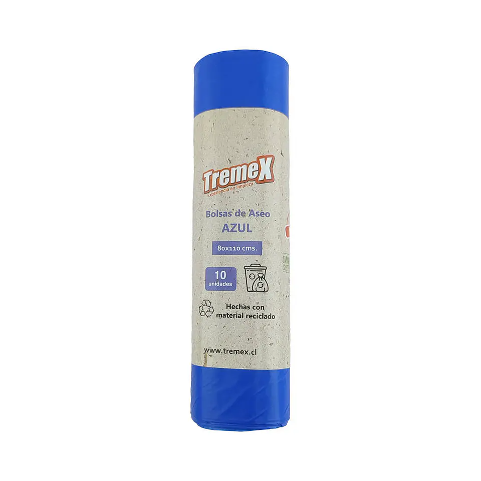 Bolsa basura 080X110 cm 45 mic grande 10 u azul ecológica tremex 1