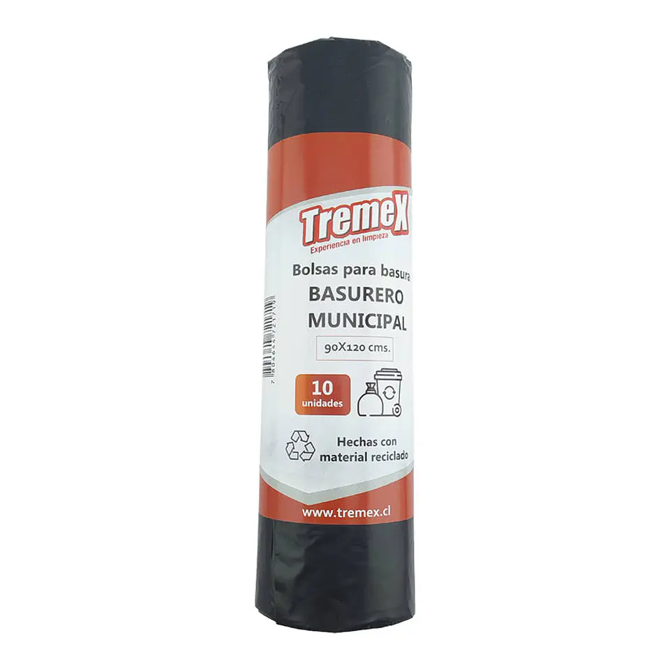 Bolsa basura 090X120 cm 55 mic grande 10 u negra tremex 1