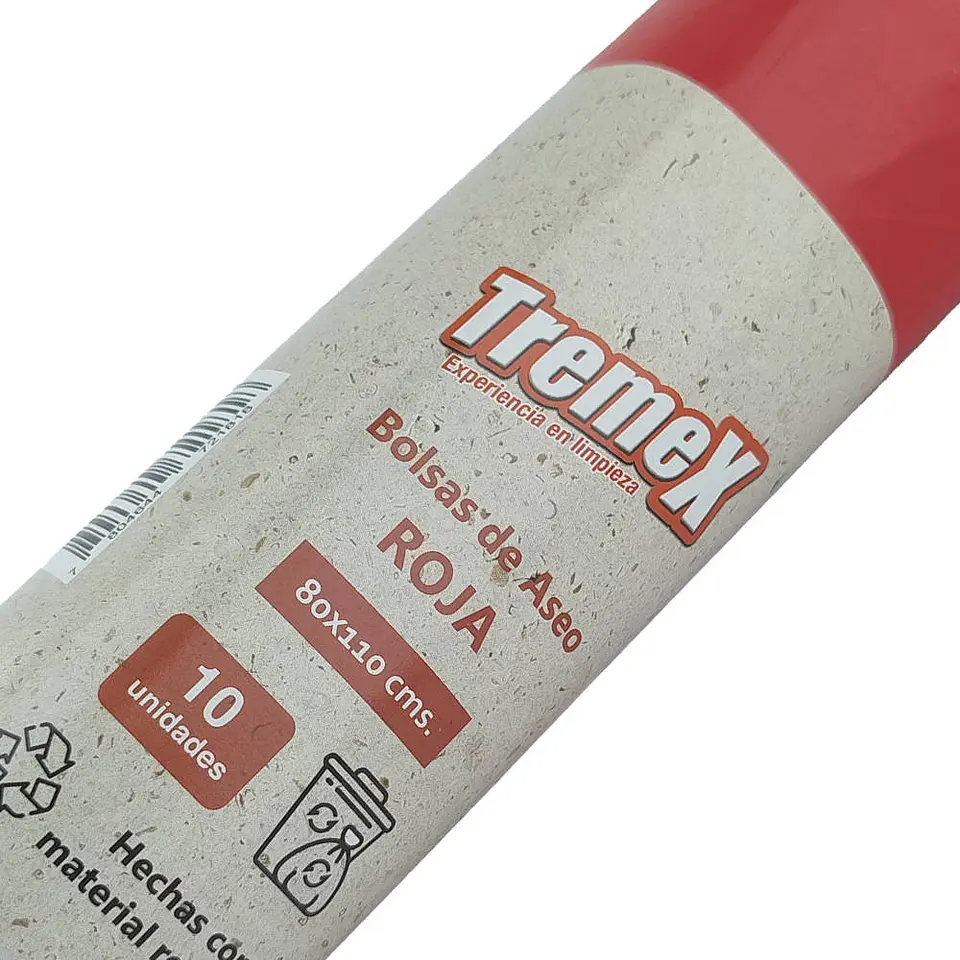 Bolsa basura 080X110 cm 45 mic grande 10 u rojo ecológica tremex 2