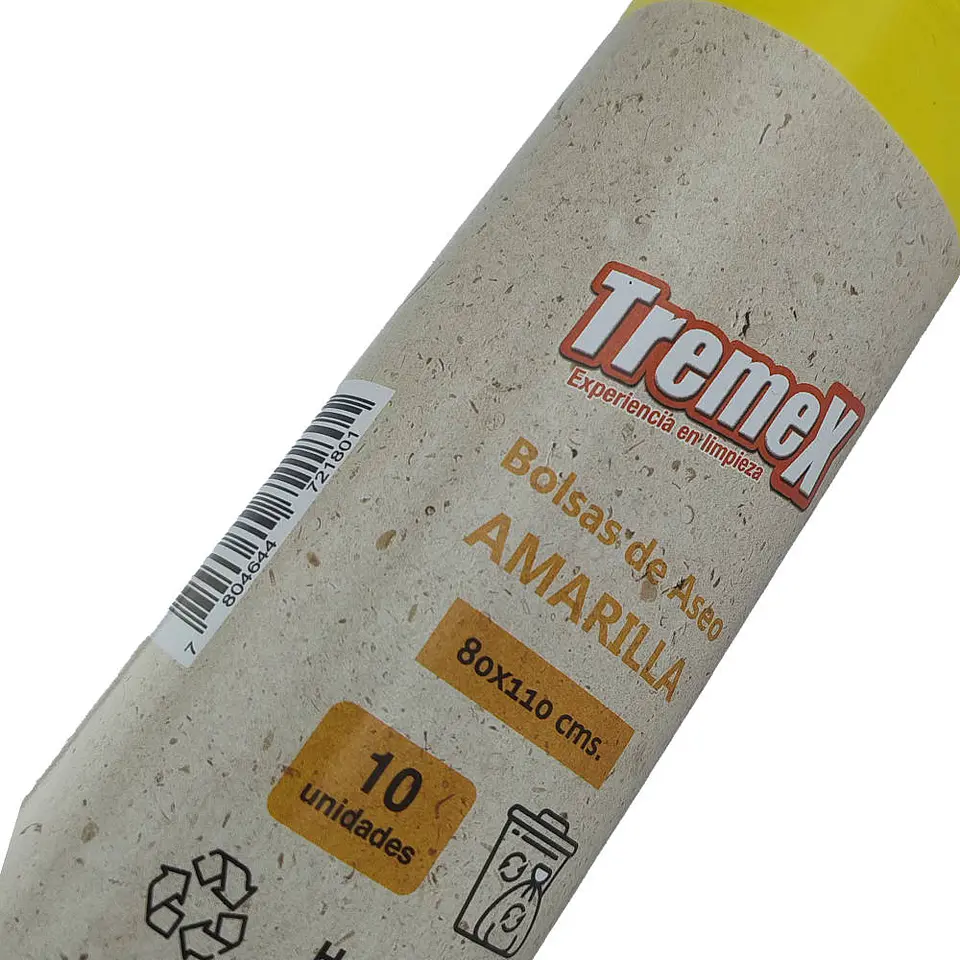Bolsa basura 080X110 cm 45 mic grande 10 u amarillo ecológica tremex 2