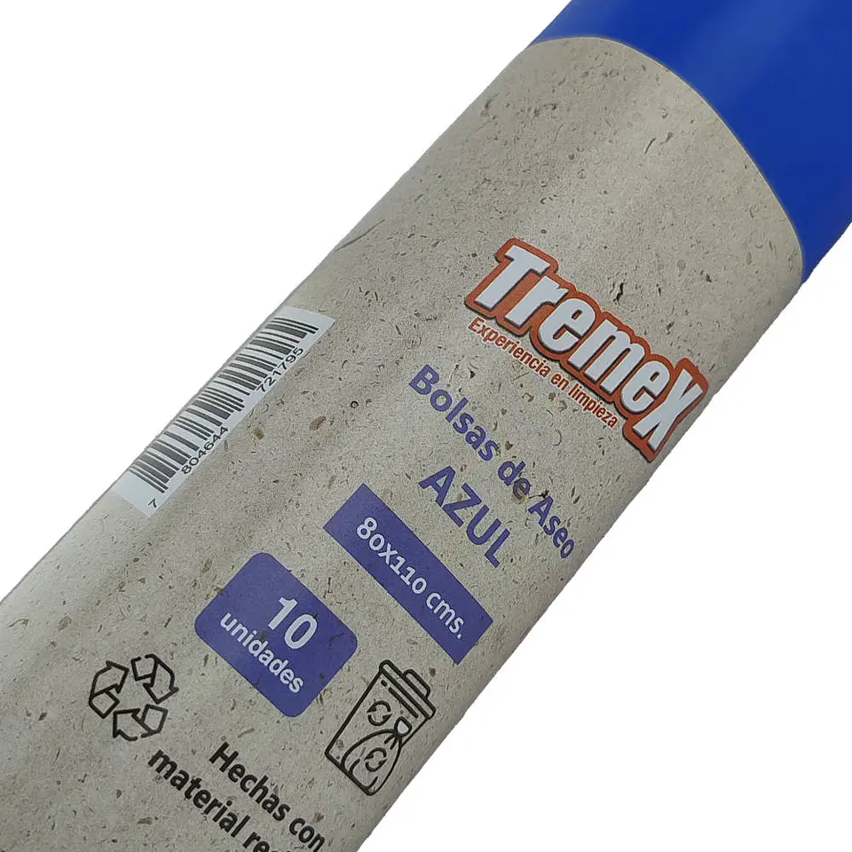 Bolsa basura 080X110 cm 45 mic grande 10 u azul ecológica tremex 2