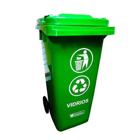Contenedor basura hdpe 120lt verde p/vidrio Atlantik