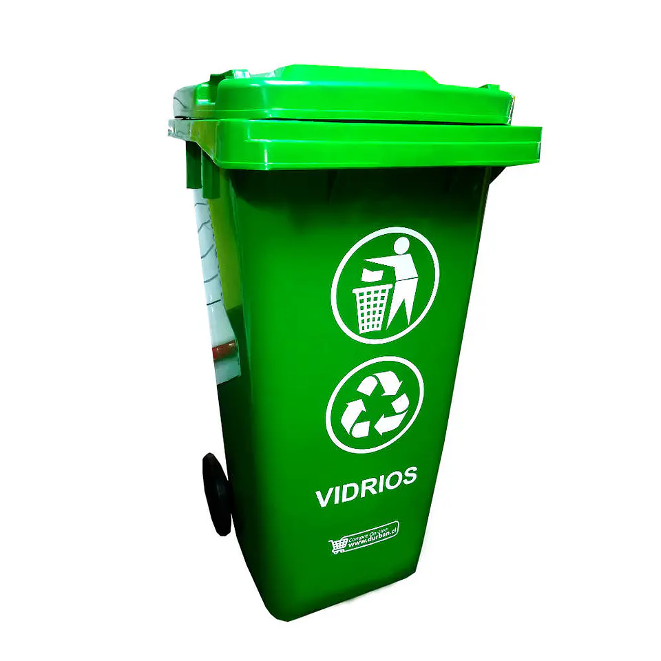 Contenedor basura hdpe 120lt verde p/vidrio Atlantik 1